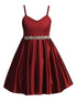Just Kids Girls Satin Dress with Rhinestone Belt and Sheer Embroidered Bolero, Sizes 4-14 - SophiasStyle.com